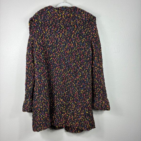 VTG 80s Acorn Shawl Collar Alpaca Mohair Multicolor Boucle Duster Cardi L Retro - Picture 5 of 6